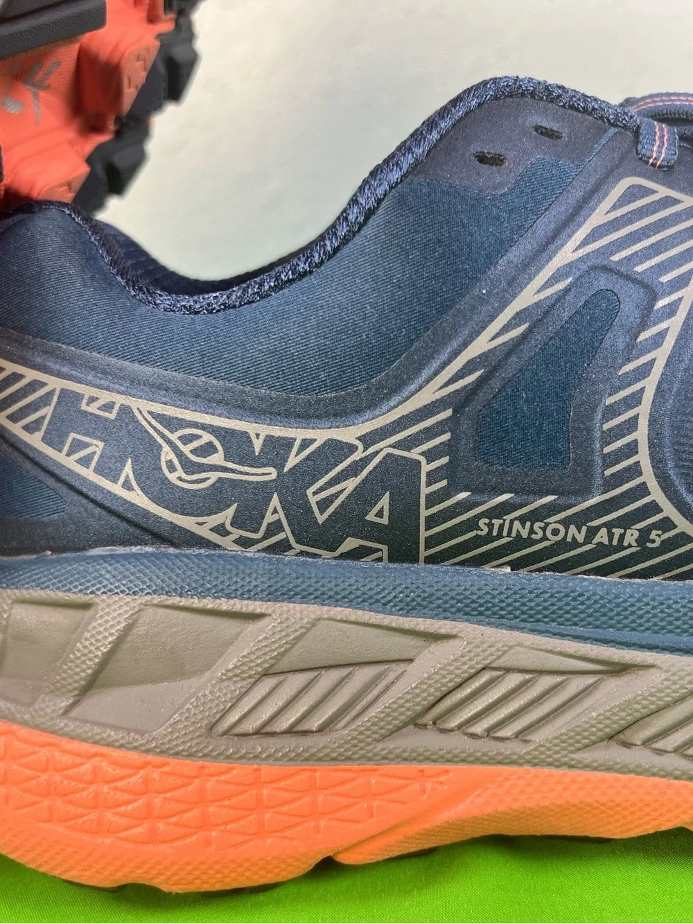 Hoka Navy Blue and Orange Trail Running Shoes
